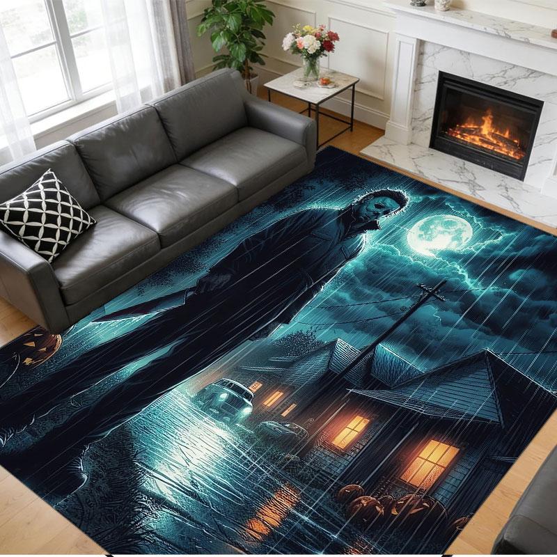 Crystal Velvet Rug Soft Non Slip Indoor Floor Mat Home DecorHalloween Michael Myers