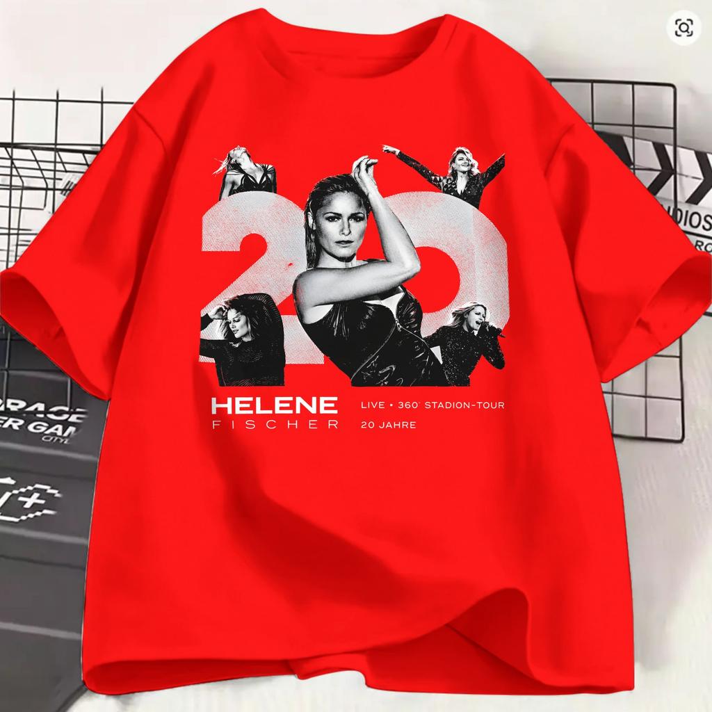 T-shirt Vintage Helene Fischer Unisex Girocollo Cotone T-shirt 360 Stadion Concerto Tour Musicale 2026 Manica Corta Taglie Forti