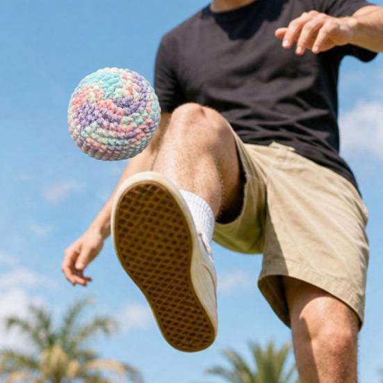 Soft Knitted Footbag, Handmade Crochet Juggling Balls for Kids, Sensory Play Sandbags, Colorful Toss Game for Preschool Playground