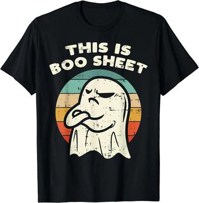 Esta Es Sábana Fantasma Retro Disfraz de Halloween Unisex Camiseta para Mujer Algodón Diaria Cuatro Estaciones Camisetas Gráficas Casuales