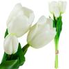 Rubberized Tulips Like Real Artificial Flowers Bouquet Silicone White 3 Pcs