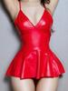 Ladies Latex Dress Set Sexy Lingerie Women Underwear PU Leather Short Dress for Sex Clothing Porn Bodysuit Women Erotic Lingerie