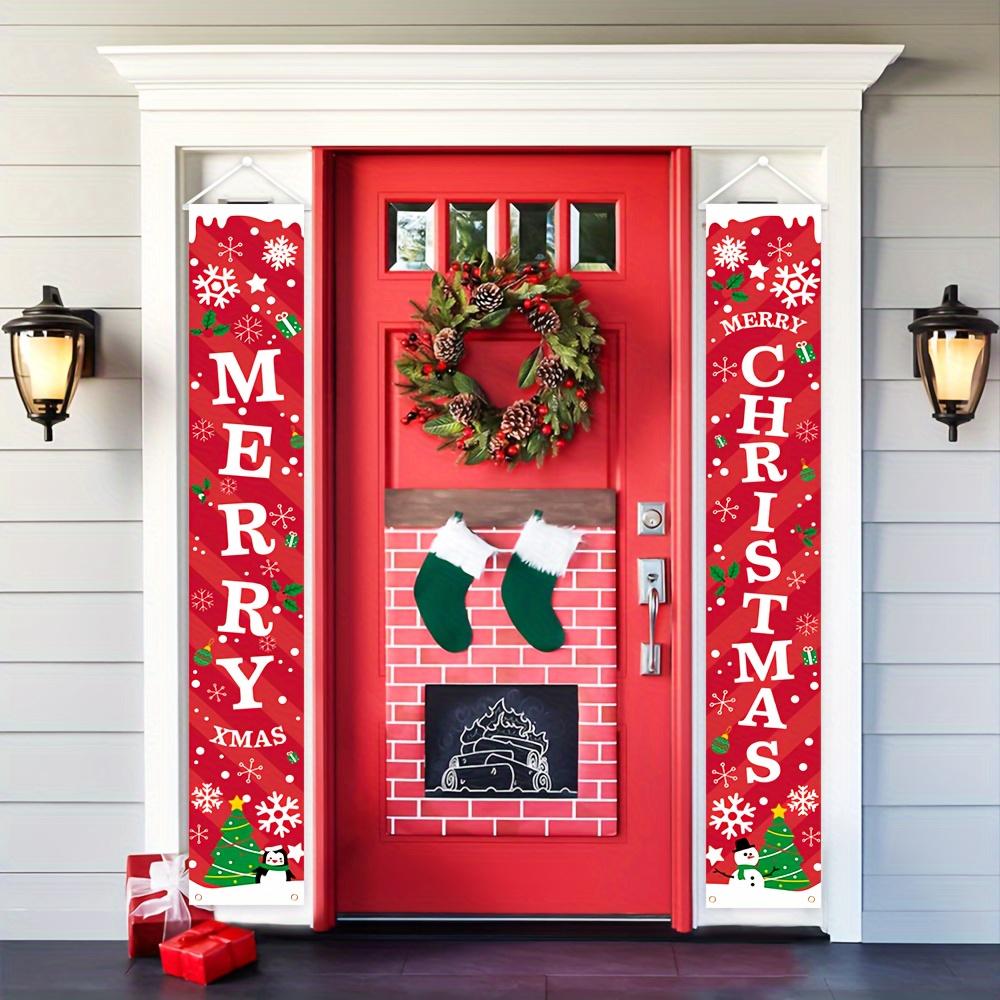 Merry Christmas Couplet Banner Snowflakes Ideal 1 Pair Polyester Indoor Outdoor Decor
