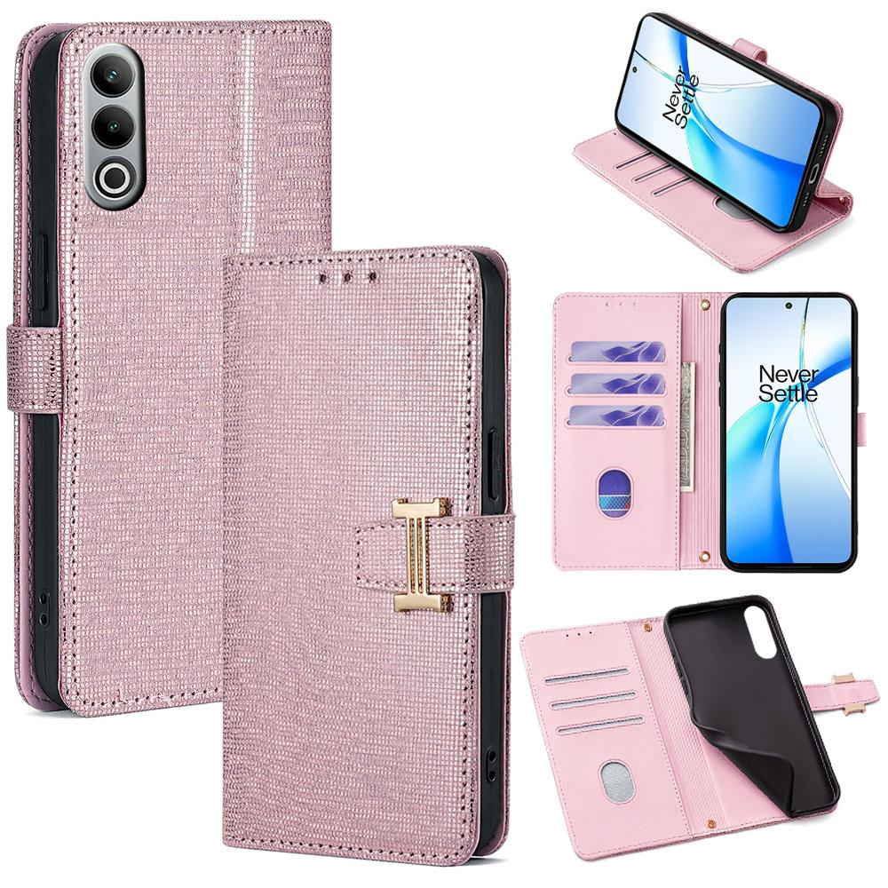 

For OnePlus Nord CE4 5G Case Wallet Sequins Leather Crossbody Phone Cover Rose Gold