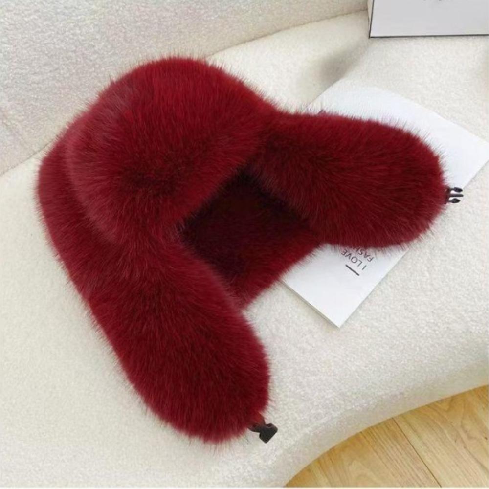 Fluffy Ear Protection Cap Thick Russian Cap Soft Windproof Earflap Cap  Winter