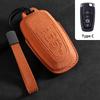 Genuine Leather Auto Key Fob Cover Fit For Ford Fusion Mustang Explorer F150 F250 F350 Ecosport Edge S-Max Ranger Lincoln Mondeo Key Ring Accessoy