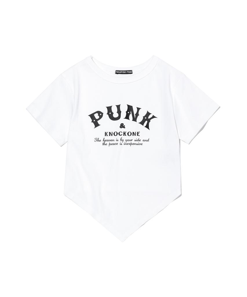 Nagwonpeongkeu Hemline Punk & Paradise Crop T-Shirt [White]
