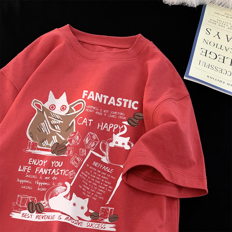 

Men s Trendy Cartoon Print Cotton T-Shirt - Loose Fit, Versatile Short Sleeve XXXL вино красного