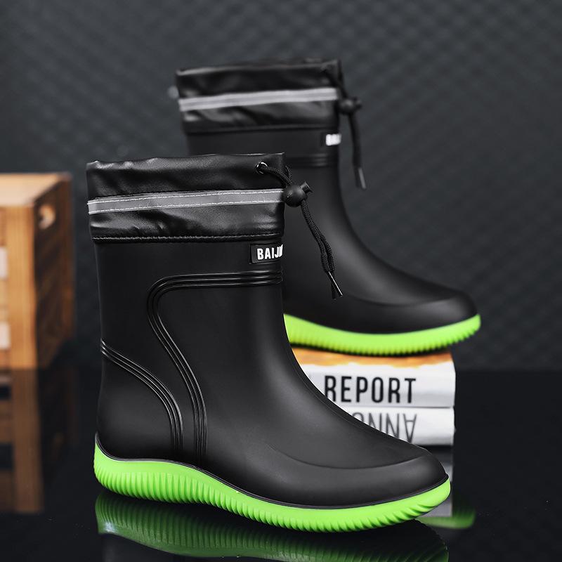 

Водонепроницаемая обувь мужская и женская дождевая обувь модные полусапоги на шнуровке модные резиновые сапоги нескользящие рыболовные дождевые сапоги 44
