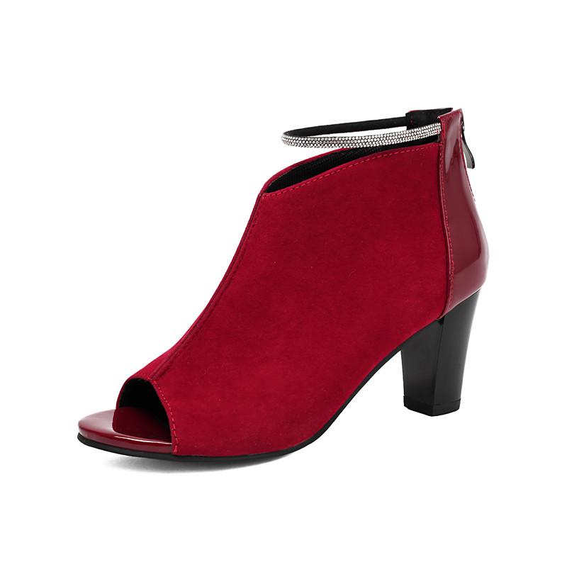 Women's high-heeled sandals spring and summer new sexy Roman style thick heel large size fish mouth cool boots