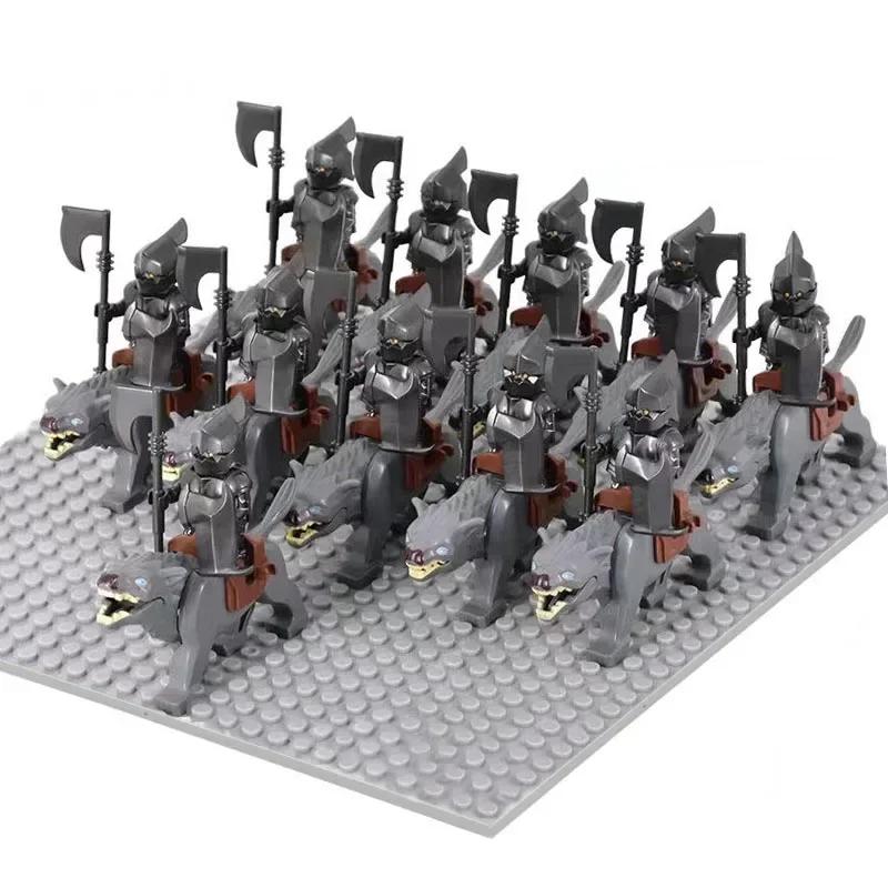 Middle Age Demon Realm Warg Varg Orcs Soldier VS Uruk-hai Azog Figures Creative War Mount Elk Boar Wolf  DIY Bricks Toys for Kid