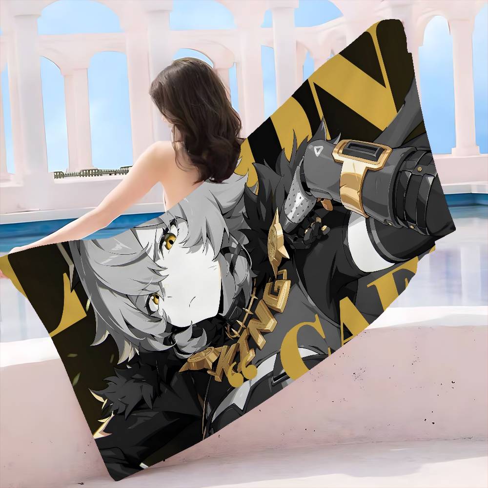 ZZZ Gaming Hoshimi Miyabi Microfiber Printed Beach Towel Mountain Climbing Yoga Beach Swimming Running Absorbent Soft Towel