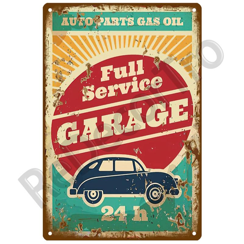 Garage Bil Retro Dekorativt Hus Metallskylt Plåt Affischer På Väggen Plåtskylt Vintage Affisch Dekor Väggkonst Rumsdekoration
