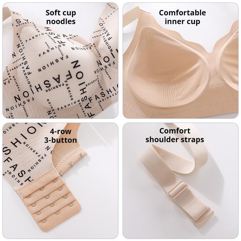 Seamless Large Chest Small Full Cup Bra Anti-sagging Wide Shoulder Strap Pressure Relief Jelly Strip Large Size Bra