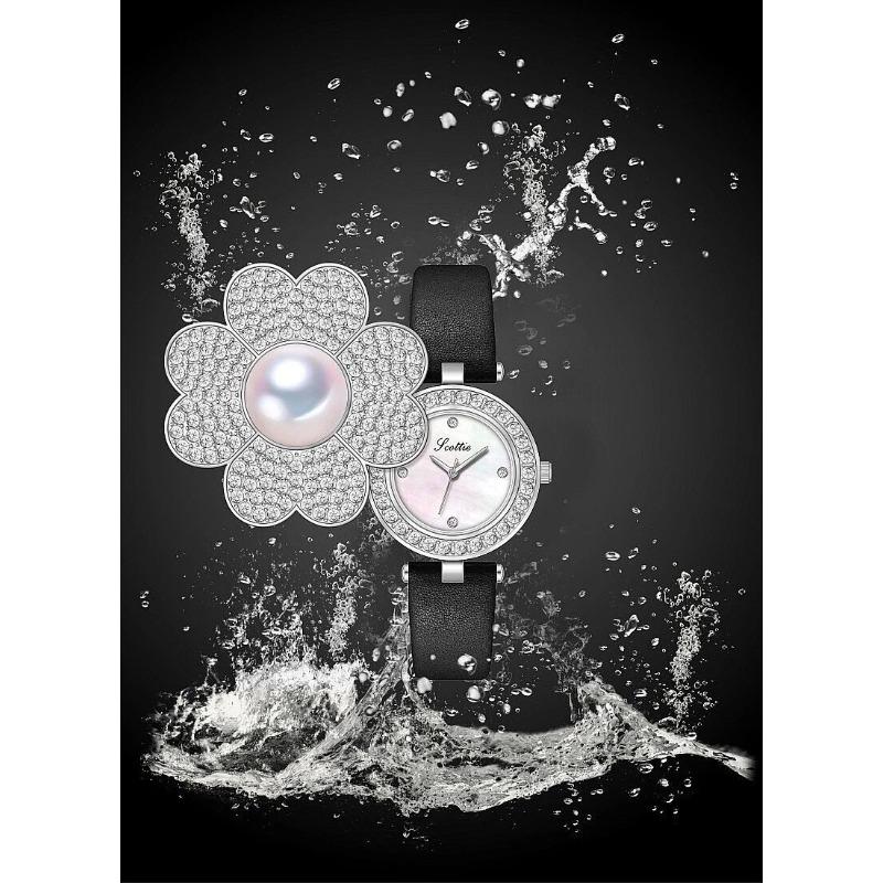 Women Quartz Watch Luxury Flower Pearl Orologio Vintage New Elegant Female Diamond Crystal Inlay Case Watches Ladies Wristwatch