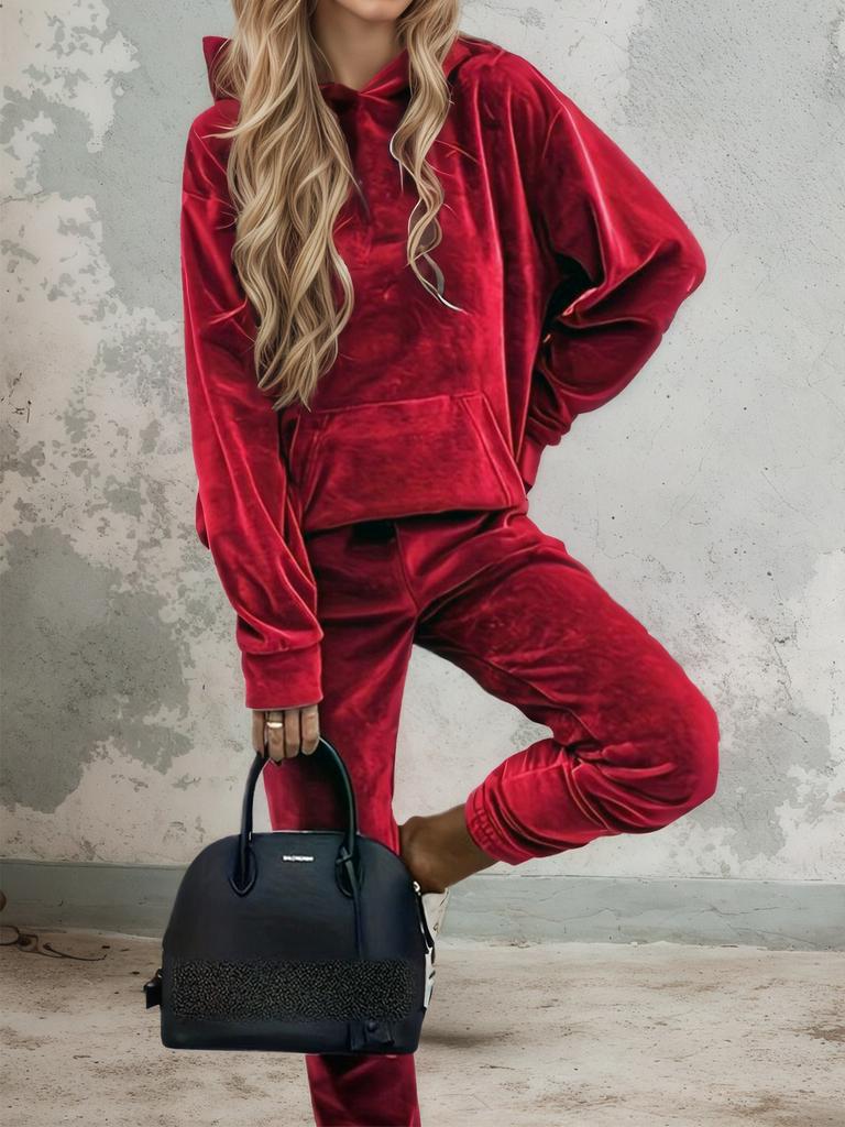 1116 Autumn and Winter European and American New Velvet Fashion Casual Suit Long-sleeved Women's Clothing