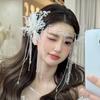 1 Pair of super fairy feather hairpin advanced sense crystal flower long fringe photo show dress hair accessories
