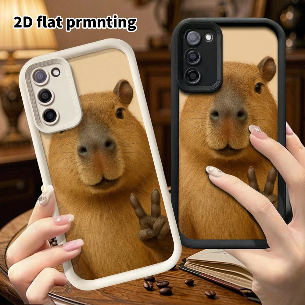 Phone Case: 2D Flat Samsung Galaxy A34 A35 M05 M06 S20 S22 S21 FE Plus 5G Step Protection Case, Capybara Looking At the Camera, Christmas and Hallowee