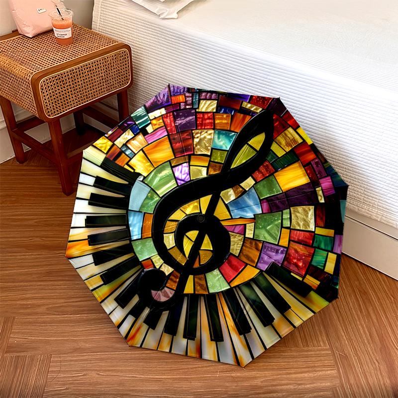 1PC Musical notes Umbrella Portable Folding Umbrella Iron Frame Hole Bone Structure Outdoor Home Umbrella A3
