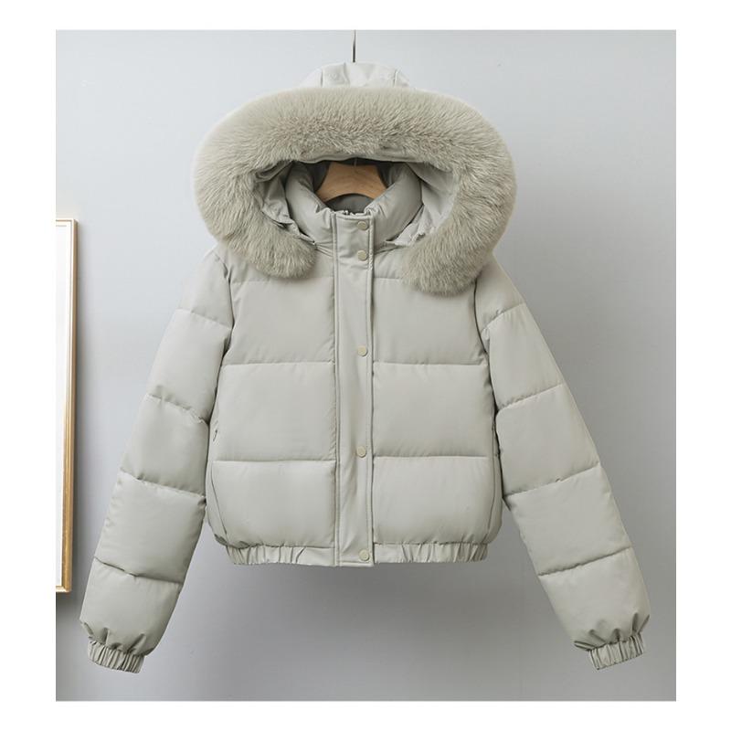 Women S Short Winter Thick Cotton Puffer Jacket With Fur Collar