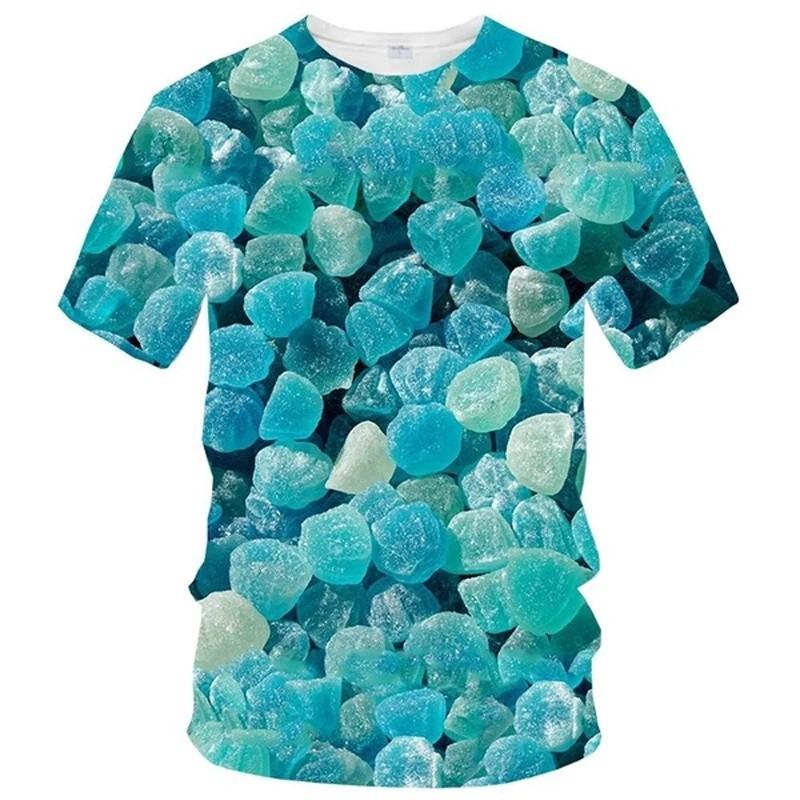 Kids O Neck Short Sleeve Tee With 3D Color Candy Graphic Print Street Style For School Outdoor Daily Casual Activities