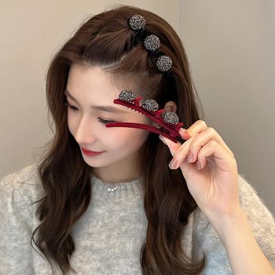Strass Herz Dekor Elegante Haarnadel Fussel Doppelschicht Haarnadel Haarspange Haarschmuck
