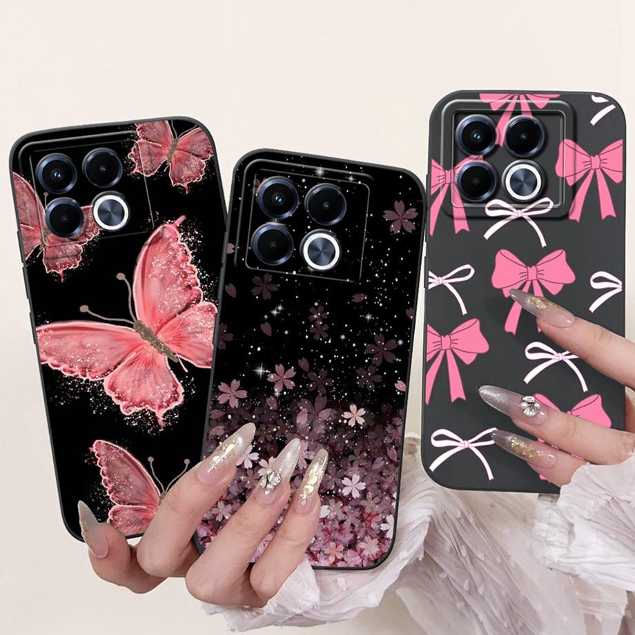 Für Infinix Note 40 5G X6852 Handyhülle Silikon Weiche Rückabdeckung Für Infinix Note40 X6851 Bumper Drachen Katze Blume Schmetterling Tasche