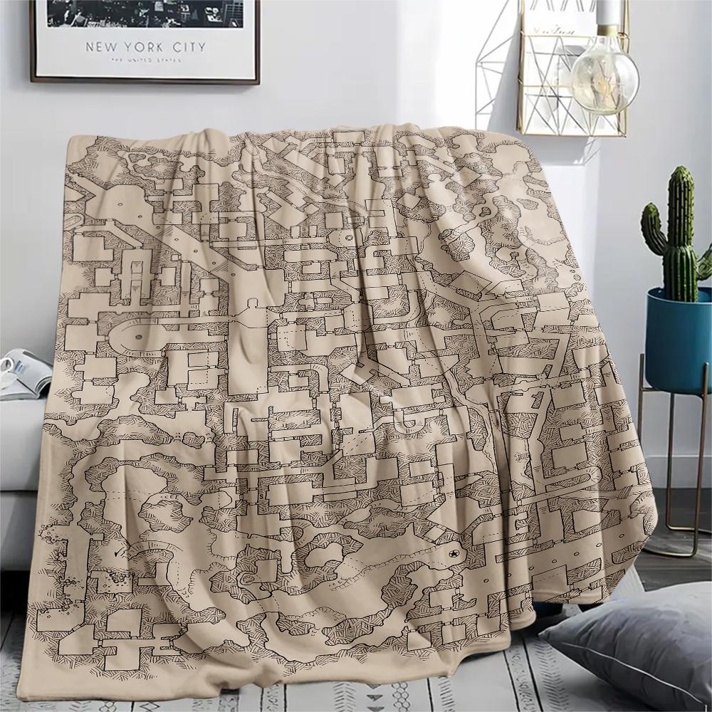 1PC D&D Dungeon and Dragons Print Flannel Blanket, High quality All Seasons, Home Decor, Warmth and Comfort, Perfect for Christmas Gifts