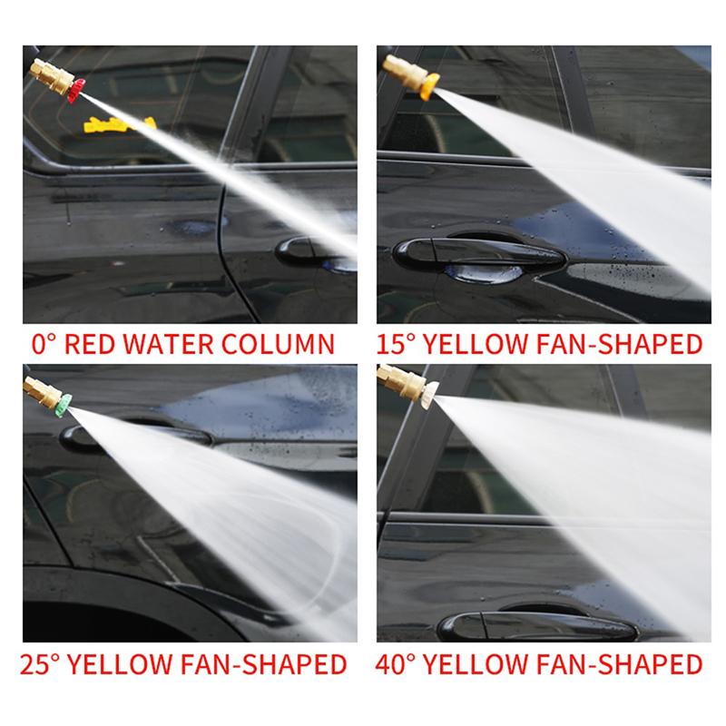 High-Pressure Car Washing Water Gun Washer Sprayer Nozzle Tip with 1/4" Inch Fitting Male Thread 0 15 25 40 Degree Water Jet
