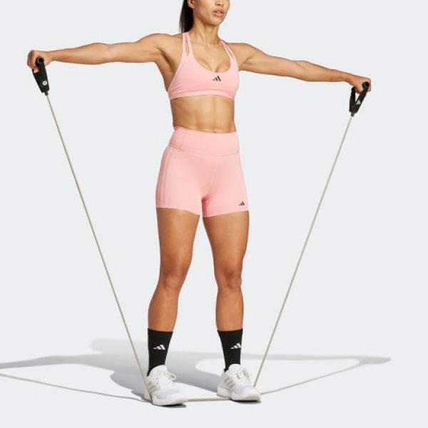 Adidas High-Waist Solid Color Training Shorts Women Bottoms Pink IK5481