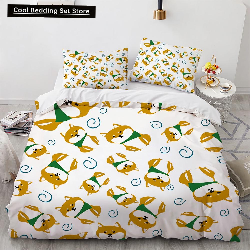 Cartoon Animals Toy Car Duvet Cover King Queen Lovely Frog Cat Rabbit Bedding Set for Kids Wildlife 2/3pcs Polyester Quilt Cover