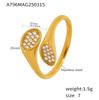 Irregular Ring, Zircon Ring, Open Cuff Ring, 18K Gold Plated, Stainless Steel Ring, Luxury Index Finger Ring