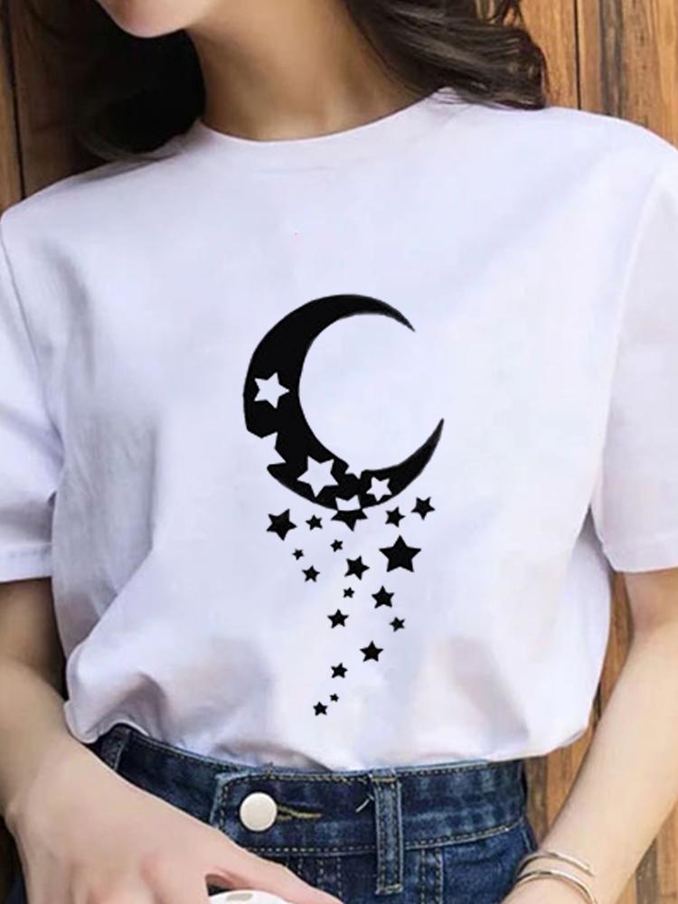 Women Fashion 2022 Cartoon Shirt Print Summer T-Shirts Female Sexy T-Shirt Aesthetic Clothes Summer Tops Trend Graphic T Top