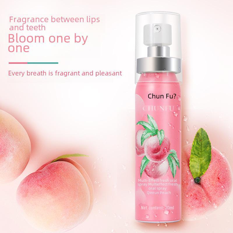 Peach Mint Long-Lasting Breath Freshener Spray - Portable Oral Spray for Bad Breath