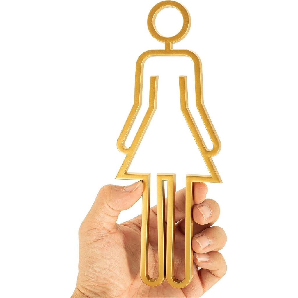 Acrylic Adhesive Backed Men's and Women's Bathroom Sign, Bathroom Door Signs, Restroom Signs for Business,Bathroom Signage (Golden)
