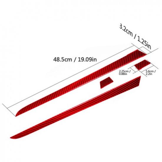 4Pcs Red Carbon Fiber Interior Front Door Panel Cover Trim For Porsche Cayenne