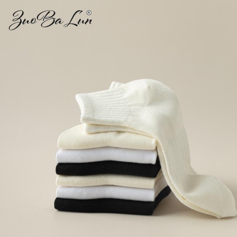 5 Pairs of Pure Cotton Sweat-absorbing and Odor Proof Basketball Mid Length Socks for Women In Summer