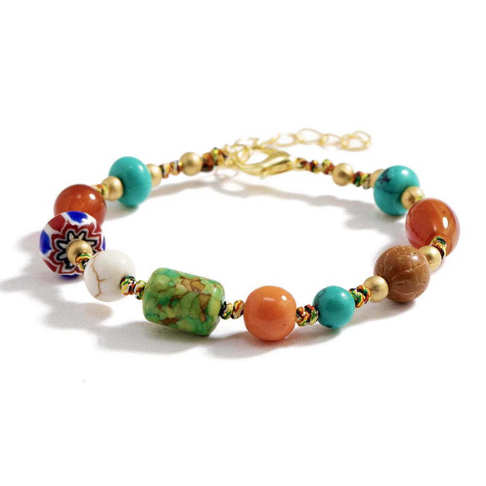 Ethnisches Retro Nepalesisches Tibetisches Handgewebtes Türkis Perlen Damenarmband