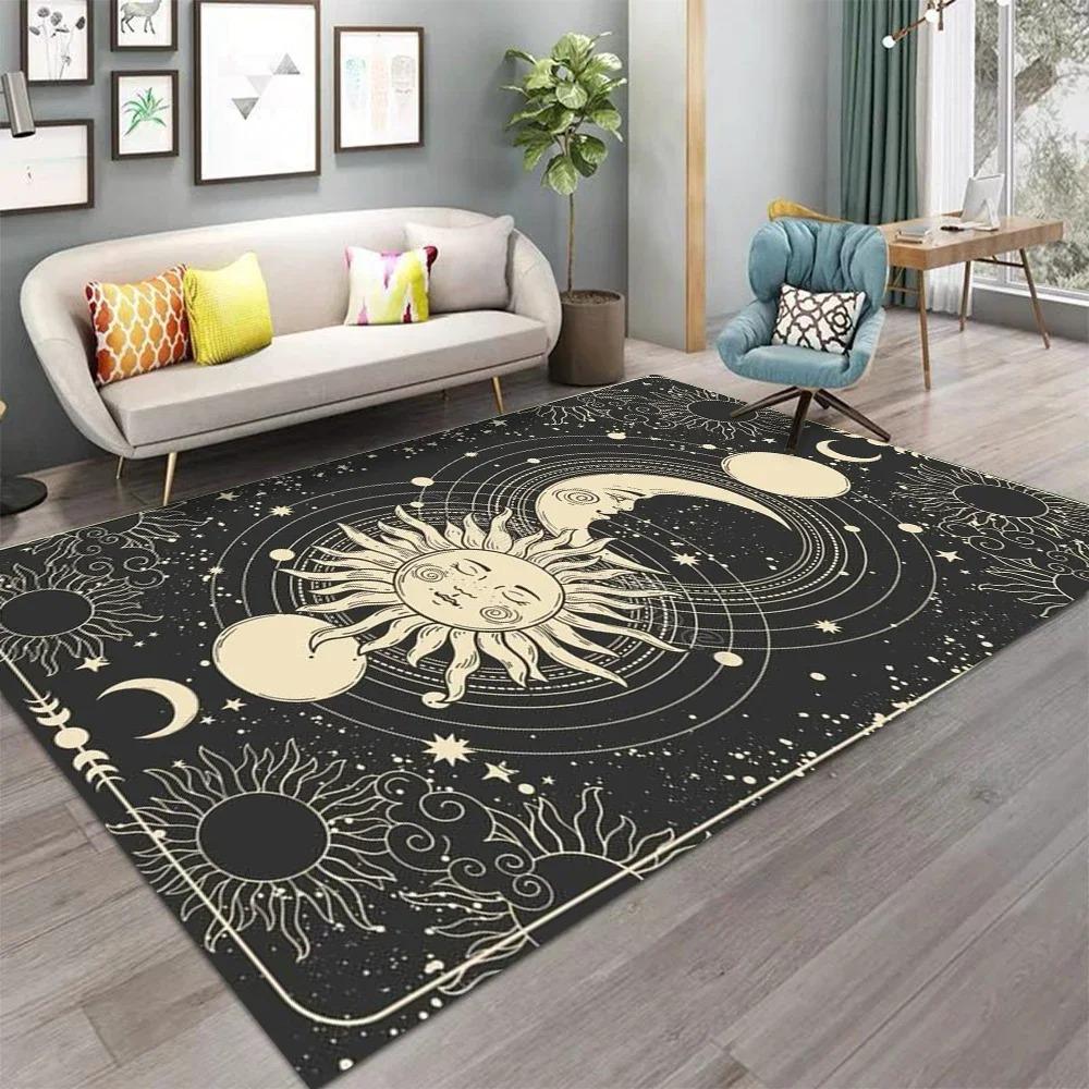Witch Sun Moon Pentagram Carpet Altar for Living Room Gothic Decor Sofa Table Area Rugs Bathroom Doormat Anti-slip Floor Mats