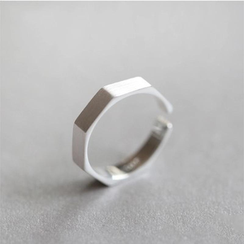 XIYANIKE Silver Handmade Rings Korean Creative Geometric Jewelry for Women Wedding Couple Size 17mm Adjustable