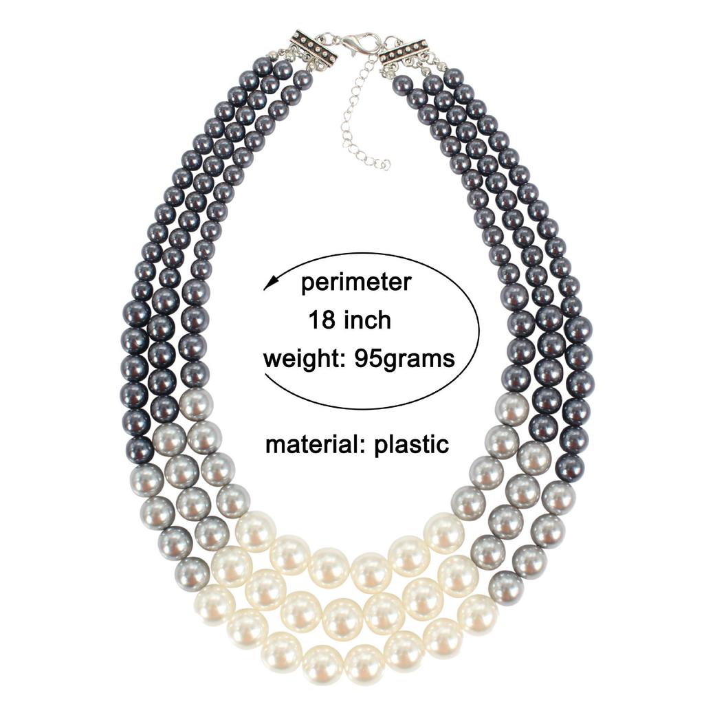 Europäische und amerikanische mehrlagige Modeschmuck-Halskette mit Imitationsperlen - Doppellagige Pulloverkette mit Kreuzanhänger