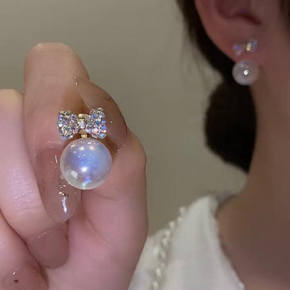 2025 New Inlaid Rhinestone Pearl Stud Earrings Women Personality Fashion Unique Design Earrings Wedding Jewelry Birthday Gift