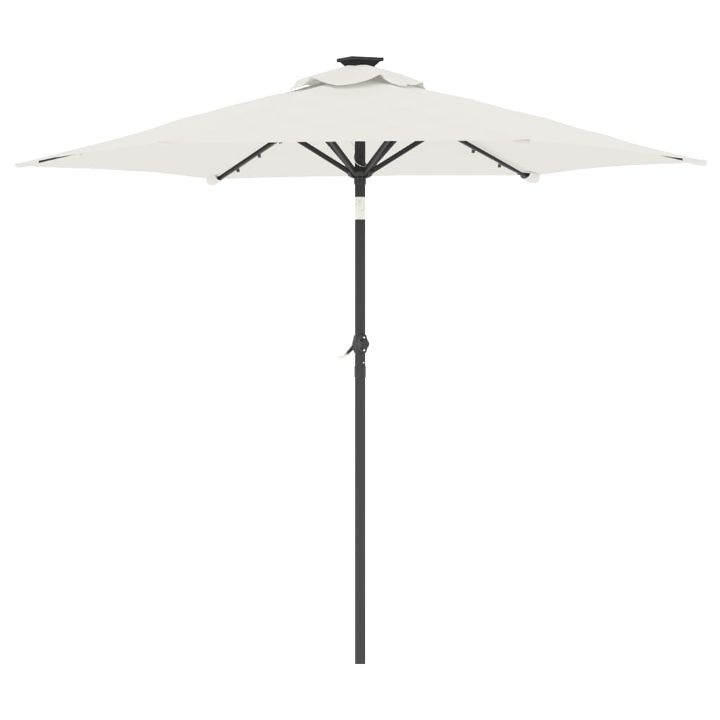 LED Sun Umbrella with Steel Pole White 225 x 225 x 212 cm