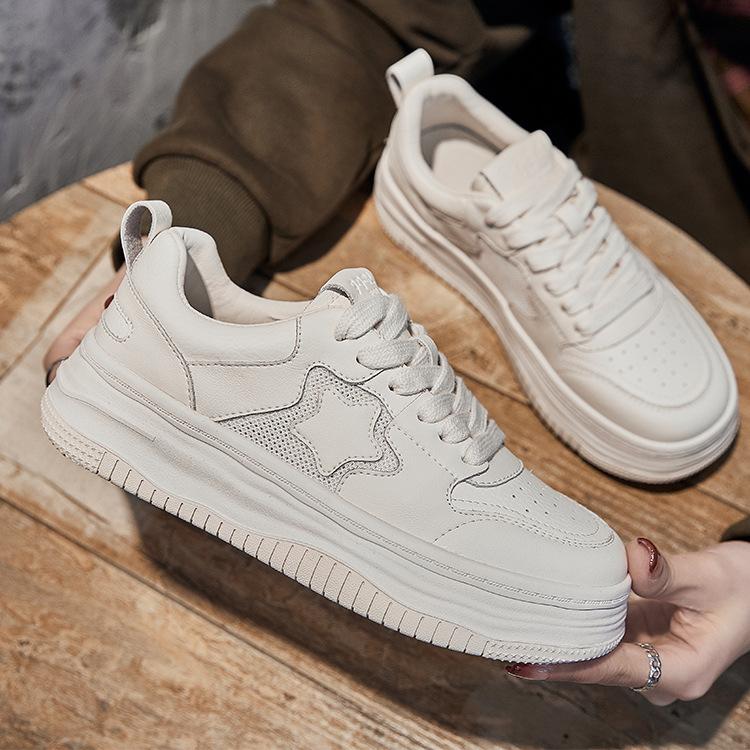 Star Leather Little White Shoes Spring and Summer Versatile Color Matching Casual Board Shoes Platform Dissolving Sports Shoes Women