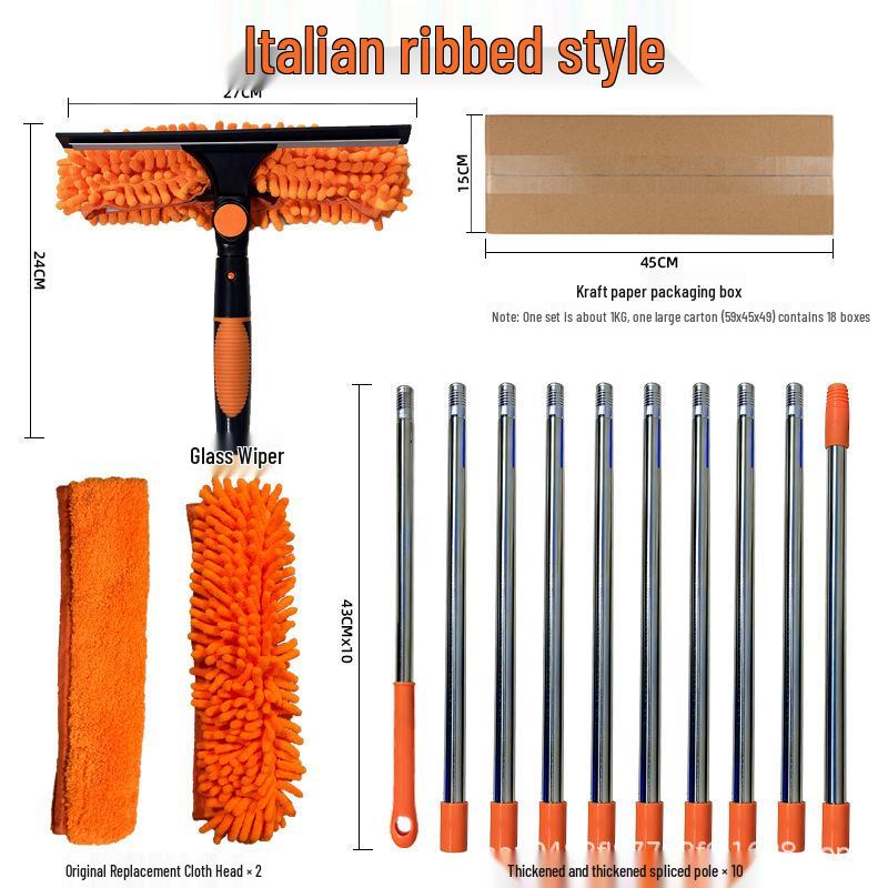 Tergicristallo e Spolverino 2-in-1 per Vetri di Grattacieli con Rimuovi Ragnatele