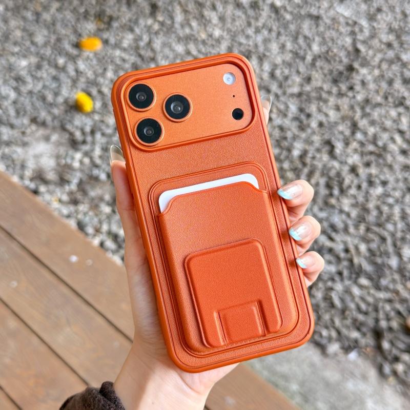 

Card Slot Wallet Bracket Phone Case for iPhone 17 AIR 16 15 14 13 Pro Max Plus Shockproof Armor Protective Bumper Cover iPhone 15 Pro Max