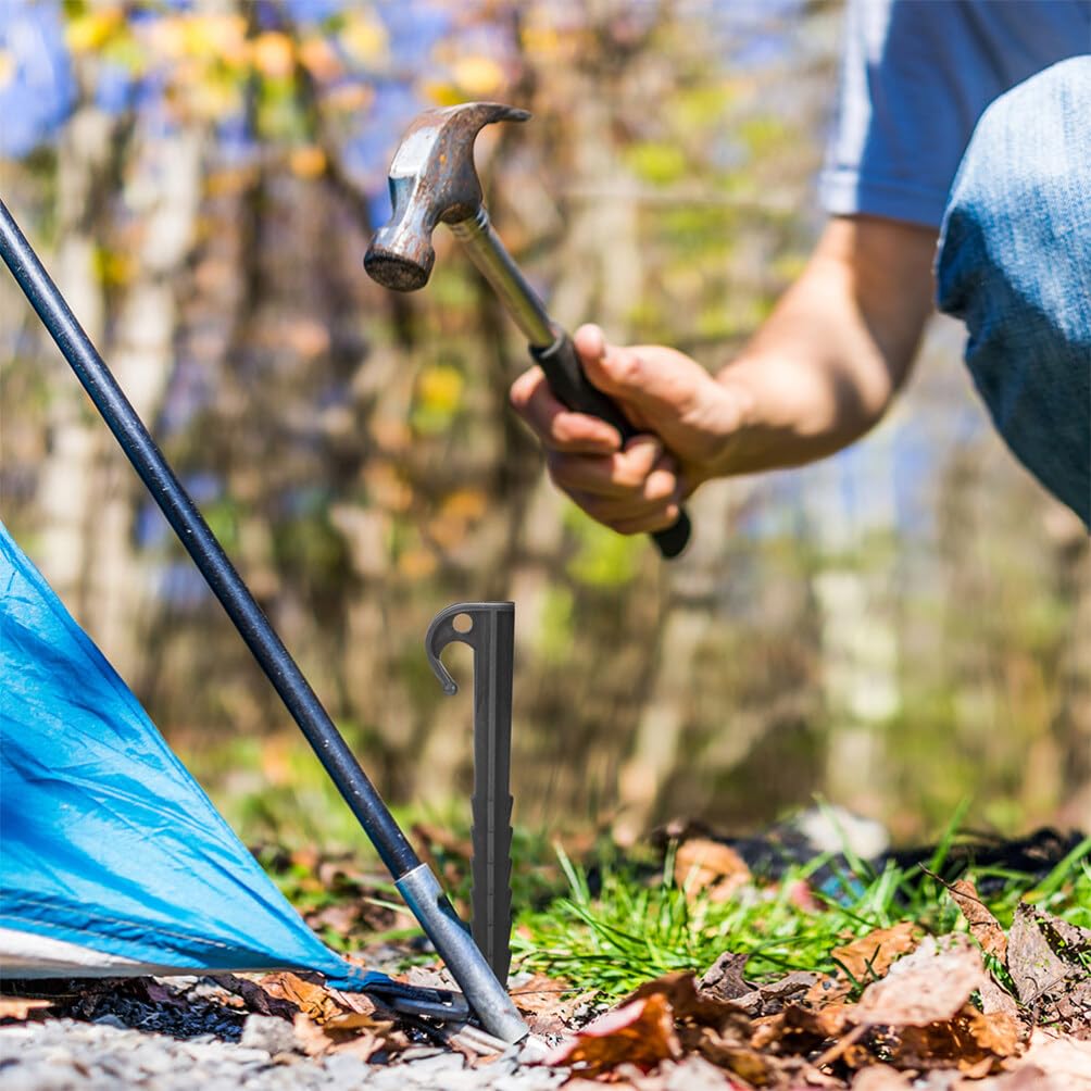 TENDYCOCO Tent Pegs, Plastic Pegs, Camping Pegs, High-Strength Resin, Lightweight, Smooth Drive-In, Hard To Pull Out, Plastic Stakes, 100pcs