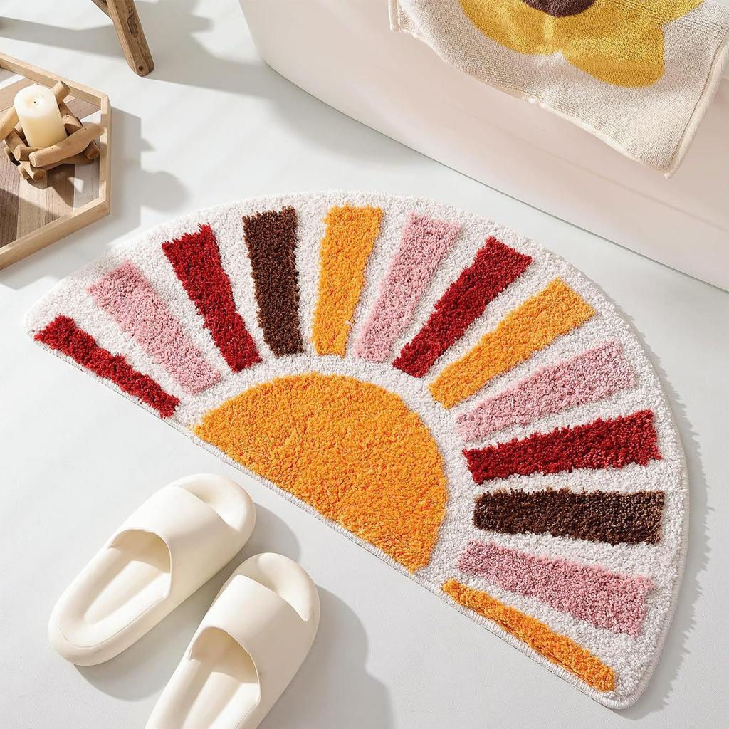 Ins Style Semicircle Rainbow Imitation Cashmere Quick-Drying Bathroom Foot Mat