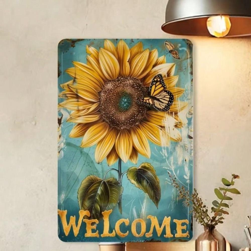 Metal Wall Art Sunflower Vintage Tin Sign 8x12 Inch Garden Decor Poster