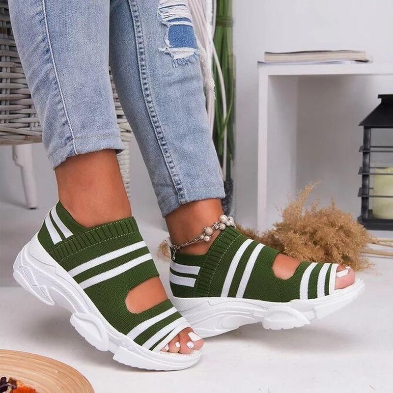 Elastic Women's Shoes Summer 2024 Comfort Casual Sport Sandals Women Beach Wedge Sandals Women Platform Sandalias Roman Sandal